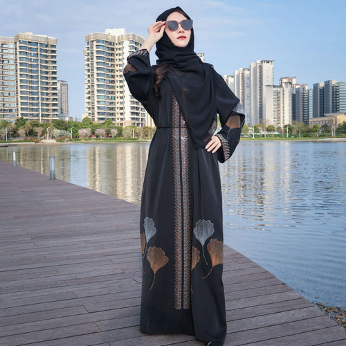 Plus Size Hot Drilling Black Robe Dress