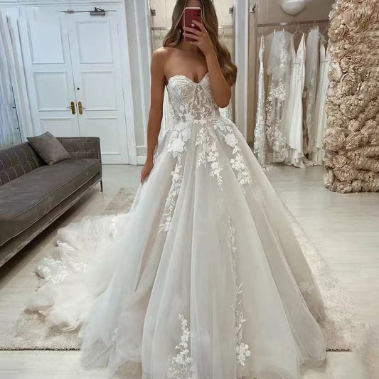 Wedding  Dresses Bridal Lace Tube Top Main Yarn Heavy Industry Advanced