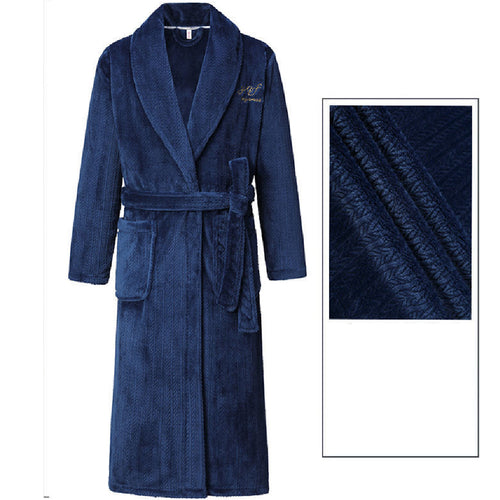 Men's Winter Thickening Thermal Bathrobe Coral Velvet Thin Belt Bathrobe Pajamas