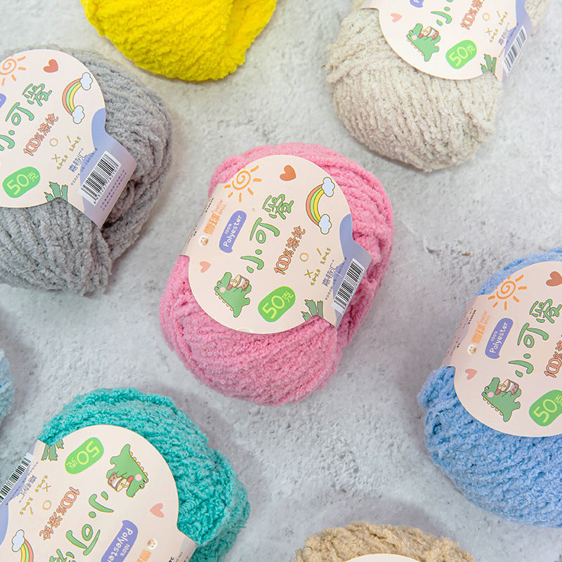 Snowball Cute Wool Ball Love Thread Diy Hand-woven 3-strand Short Velvet Crochet Doll 50g