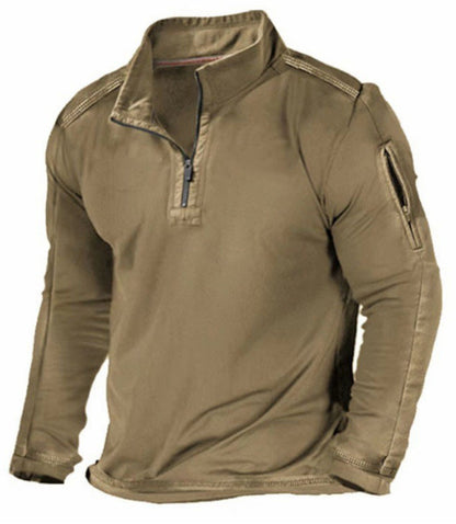 Men's Sports Fashion Zipped Stand Collar Long-sleeved Sweater