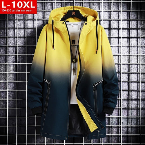 Spring And Autumn Trendy Men's Clothing All-matching Hooded Trench Coat