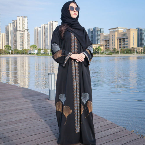 Plus Size Hot Drilling Black Robe Dress