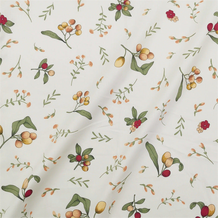 Pastoral Small Rose Berry Cotton Twill Cloth Bedding Goods Home Clothes Dress Fabric