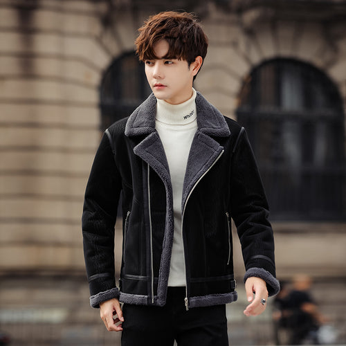 Men's Fleece-lined Thickening Trendy Fashionable Warm Jacket